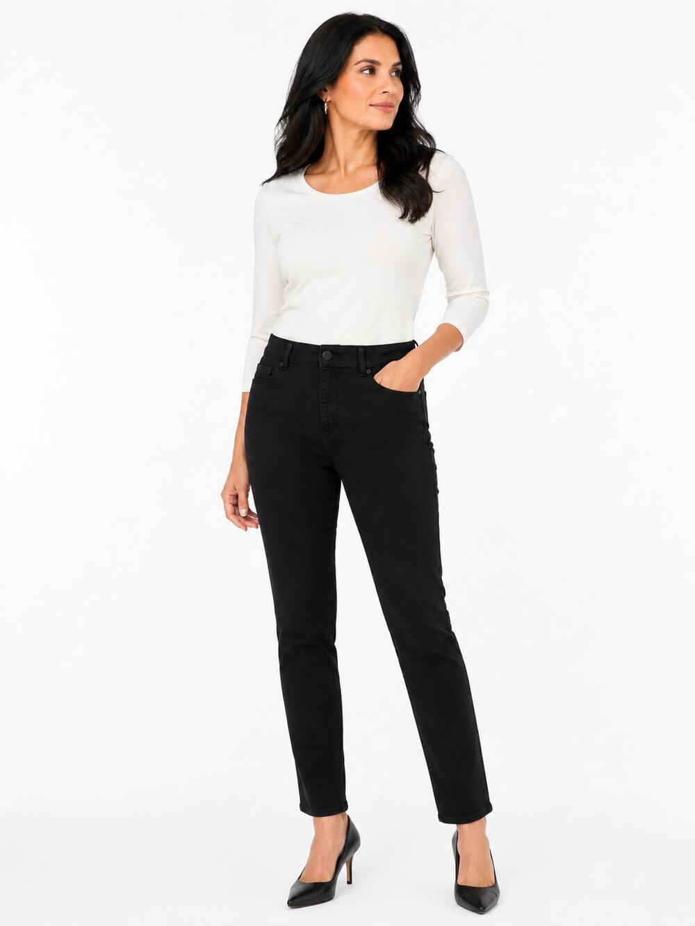 L205 Cosmic Blue Love 31T Black Skinny Jeans Stretch High Rise Pants